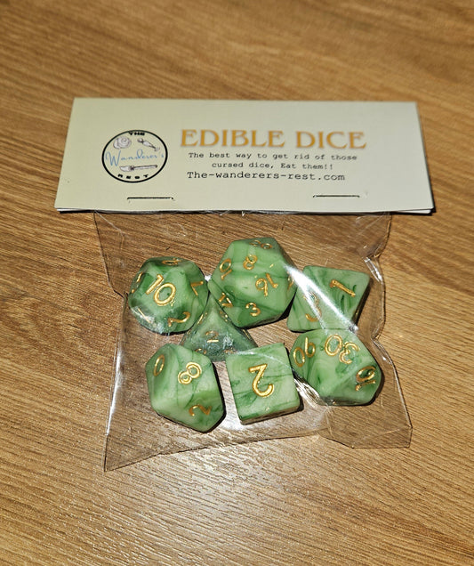 Green and Gold White Chocolate Dice image 1