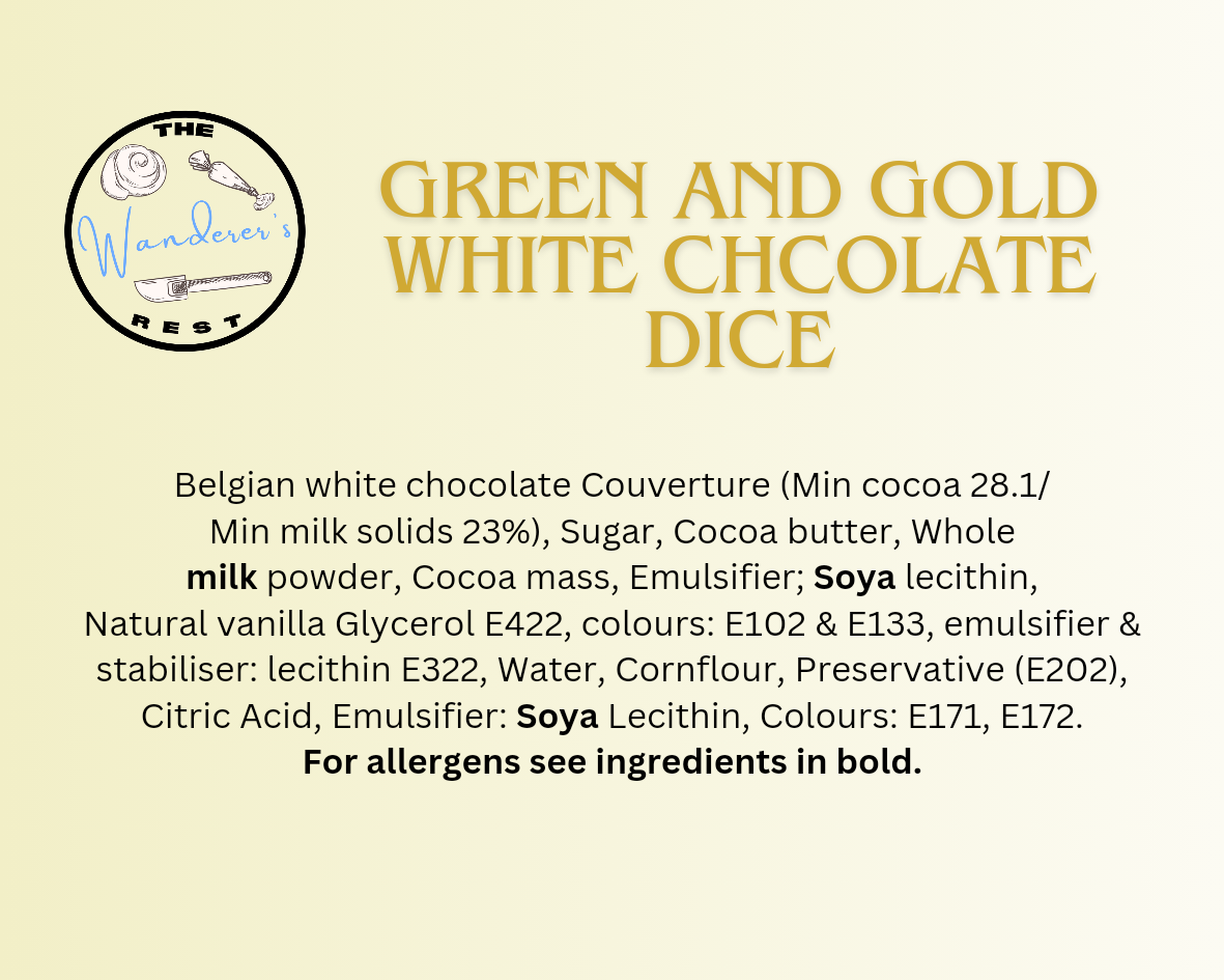 Green and Gold White Chocolate Dice image 2