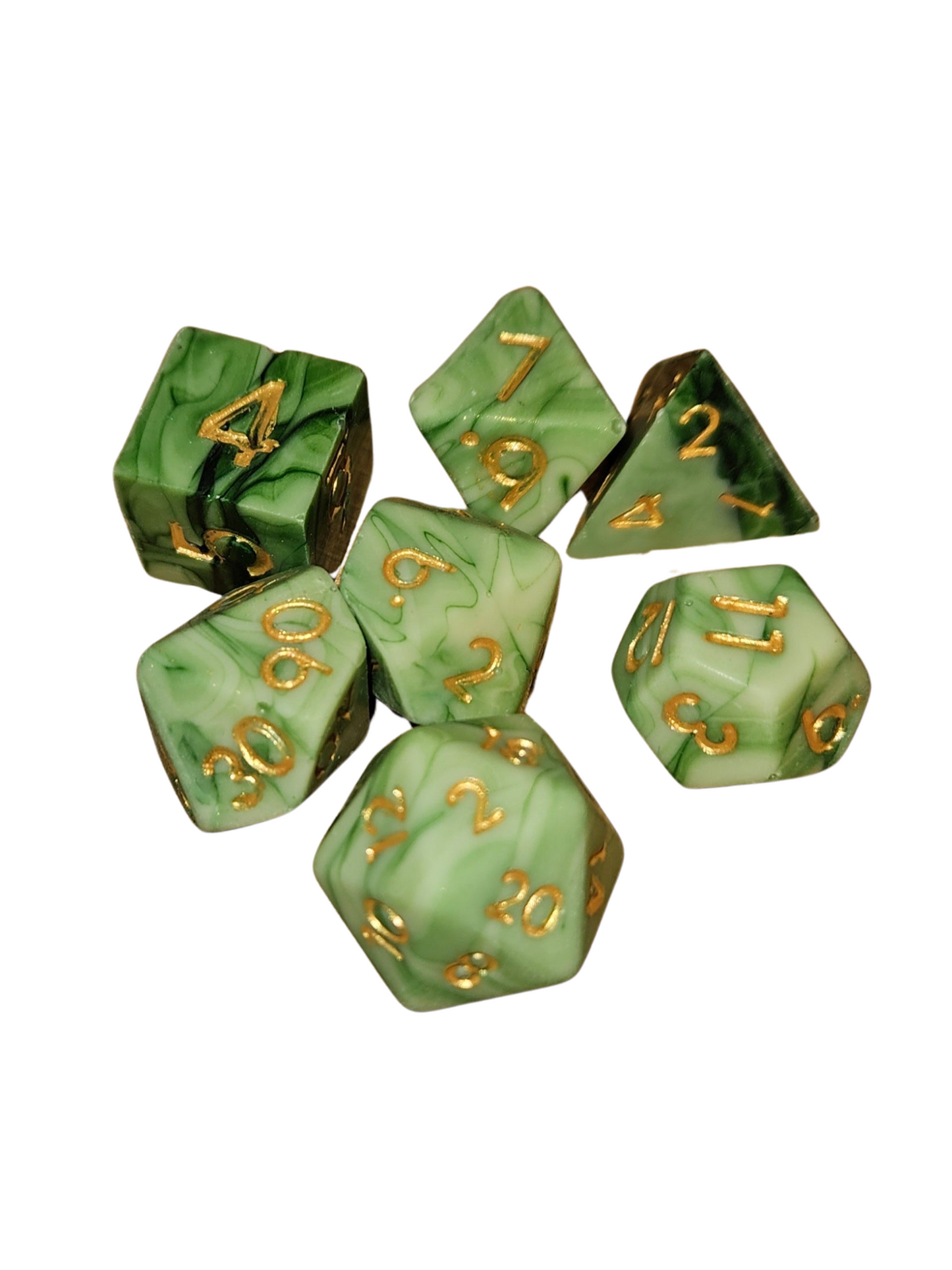 Green and Gold White Chocolate Dice