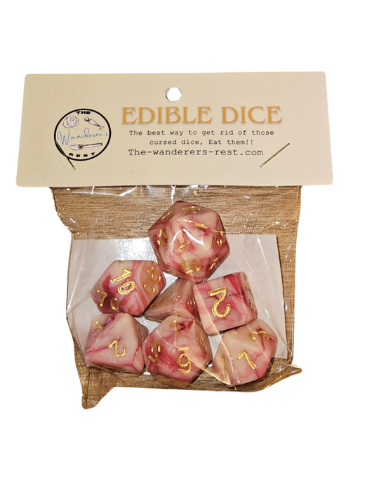 Red and Gold White Chocolate Dice